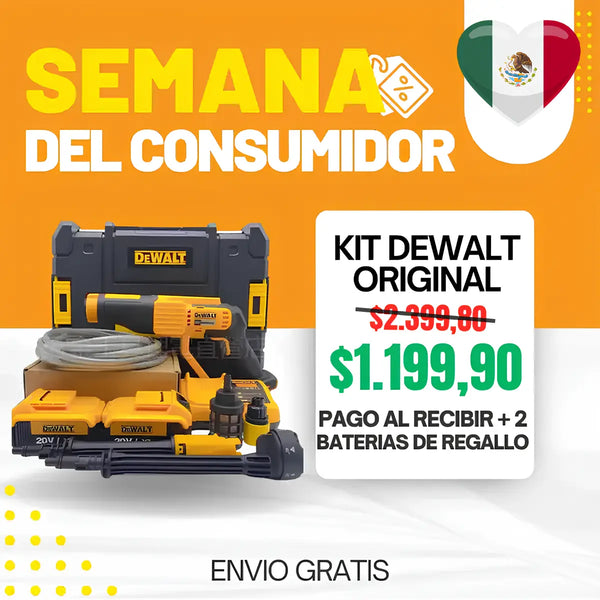 KIT ORIGINAL DEWALT: Hidrolavadora Portatil + ACCESORIOS + 2 baterias de regallo 48V